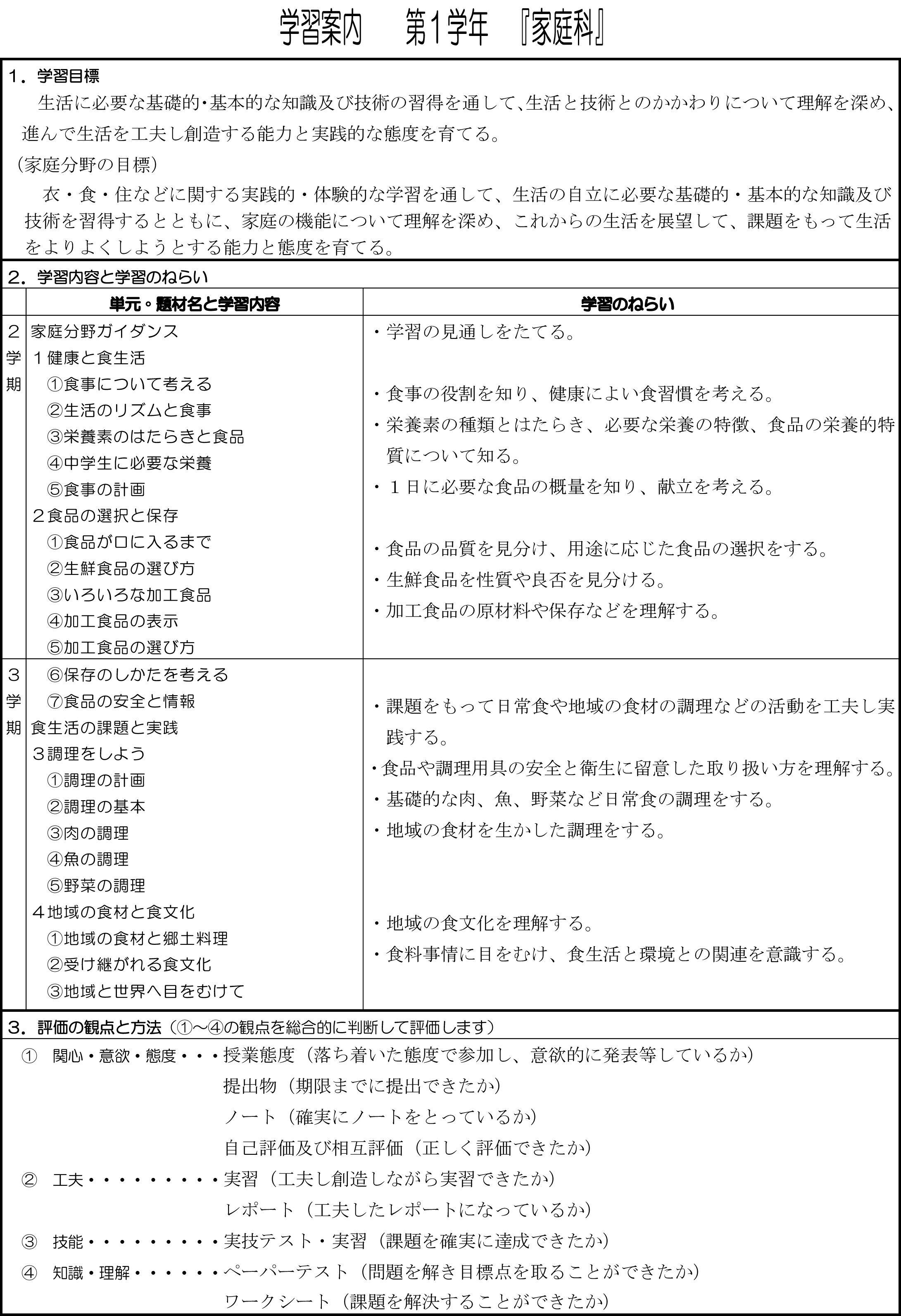 平成27年家庭シラバス1年