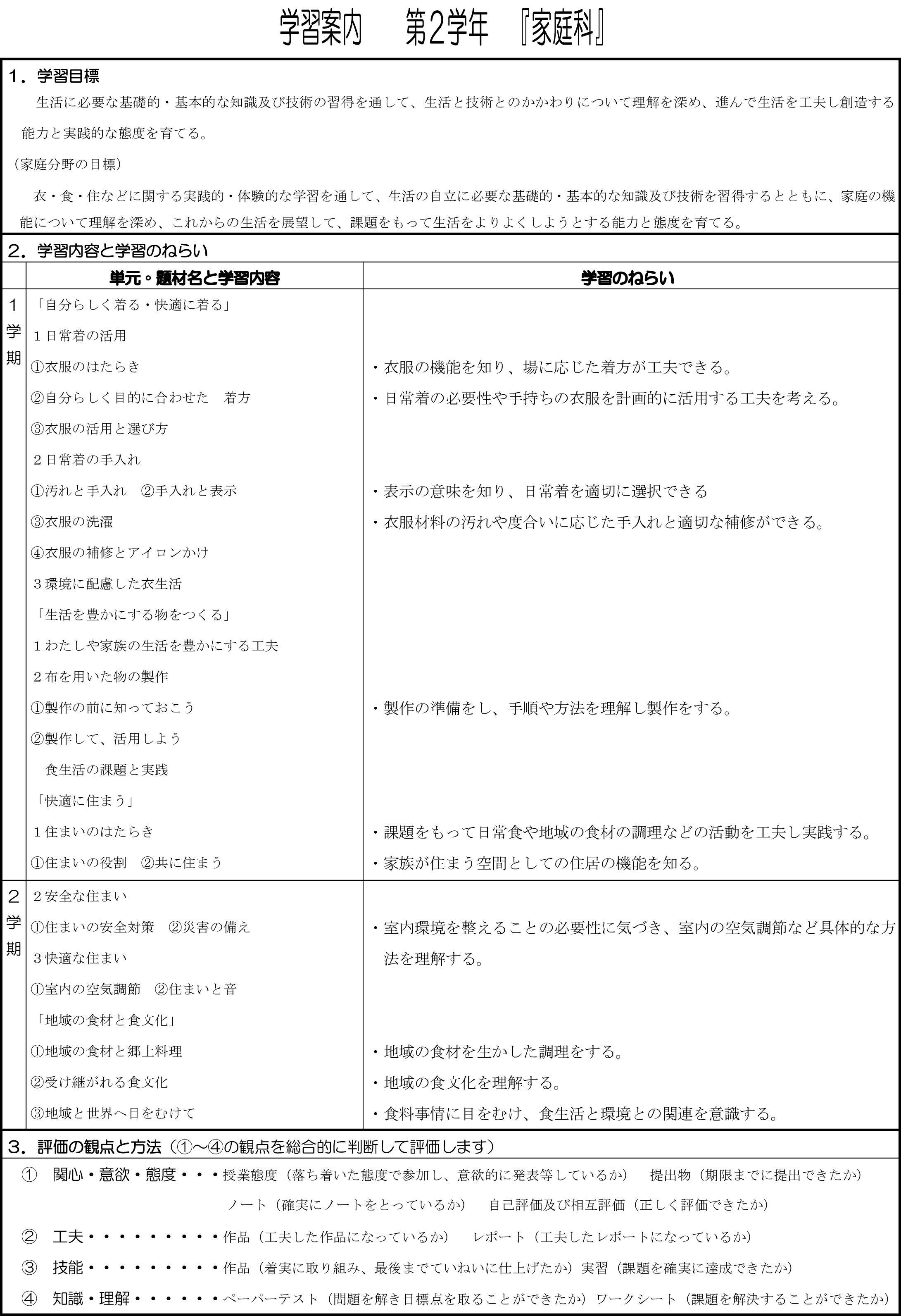 平成27年家庭シラバス2年