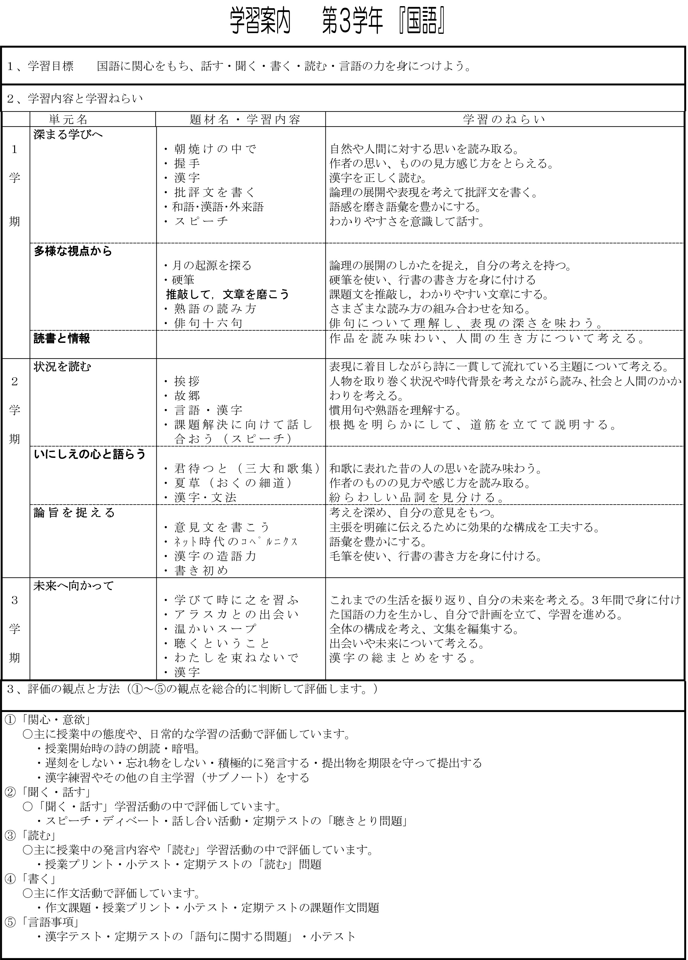 平成27年国語シラバス3年