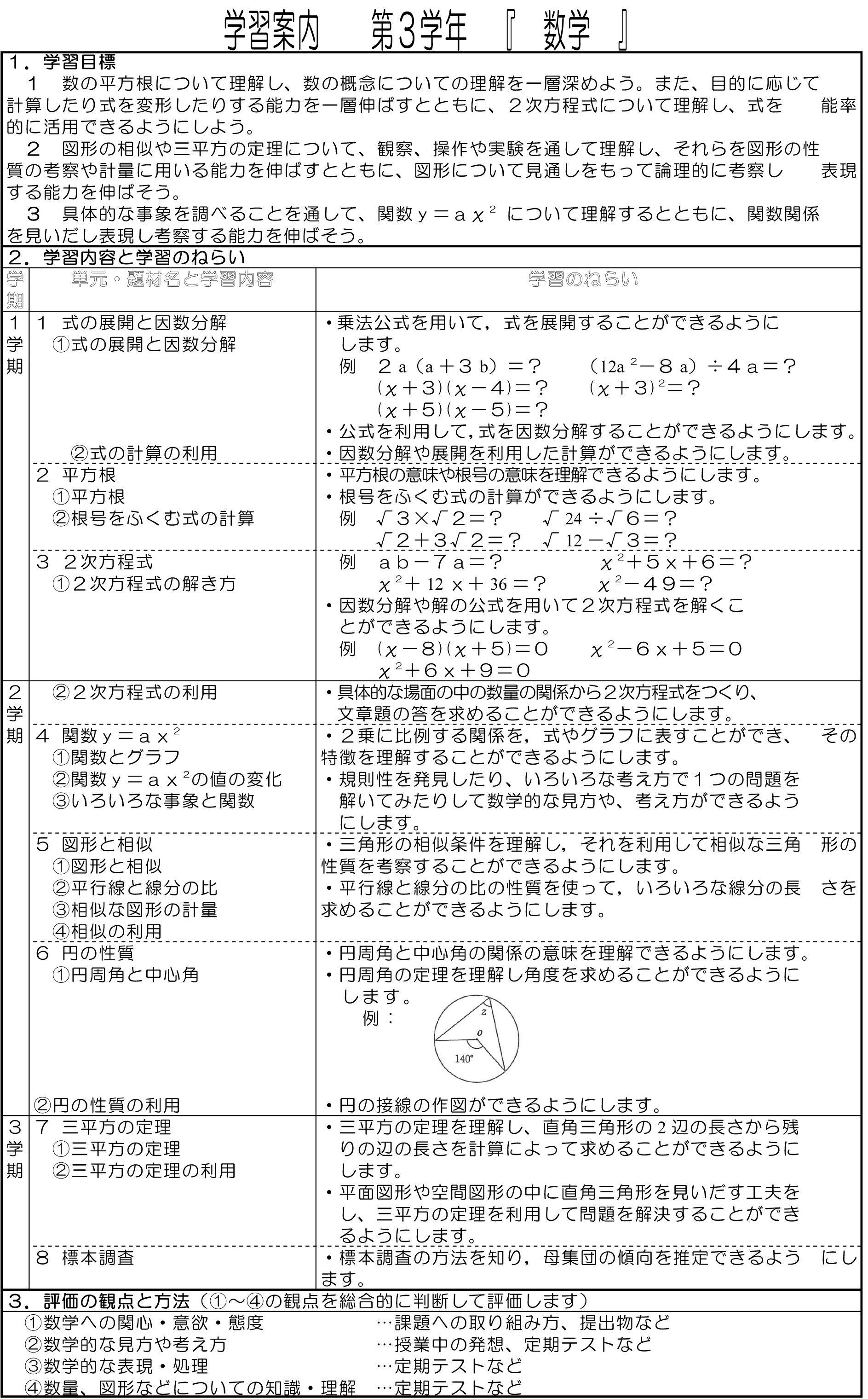 平成27年数学シラバス3年